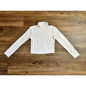 White Cropped Turtleneck Long Sleeve Shirt Herou Size Small